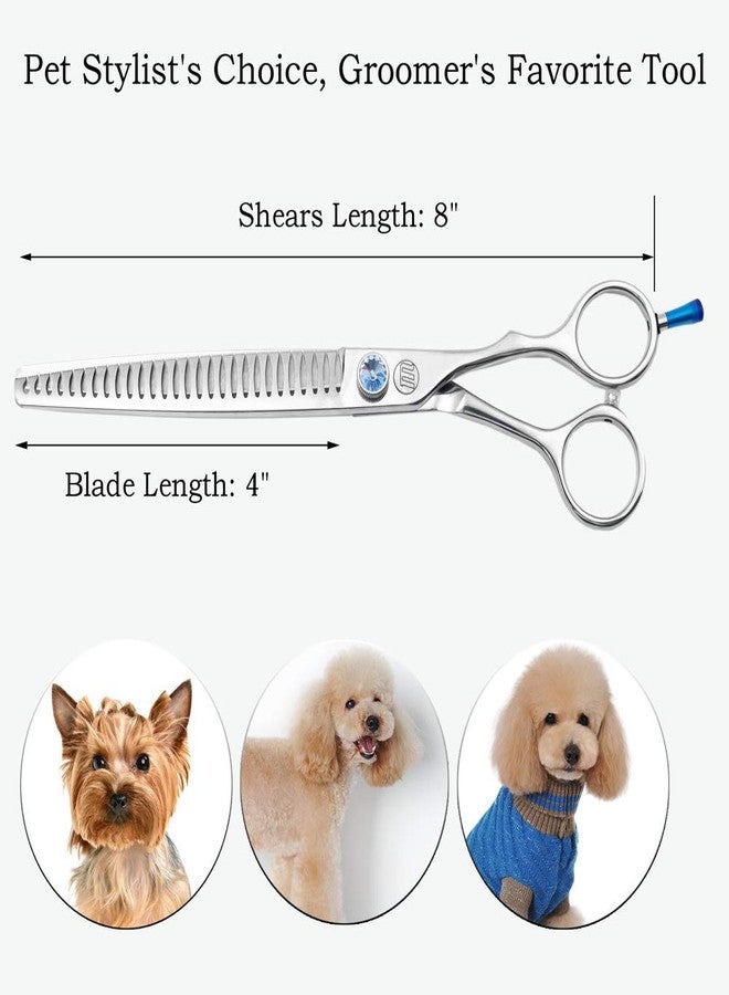 Moontay Professional Dog Grooming Straight, Curved, Thinning/Blending/Chunking Scissors Kit, JP-440C Stainless Steel Pet Cat Hair Cutting/Trimming Shears, Silver (8" (28-Serrated Tooth)) - Image 3